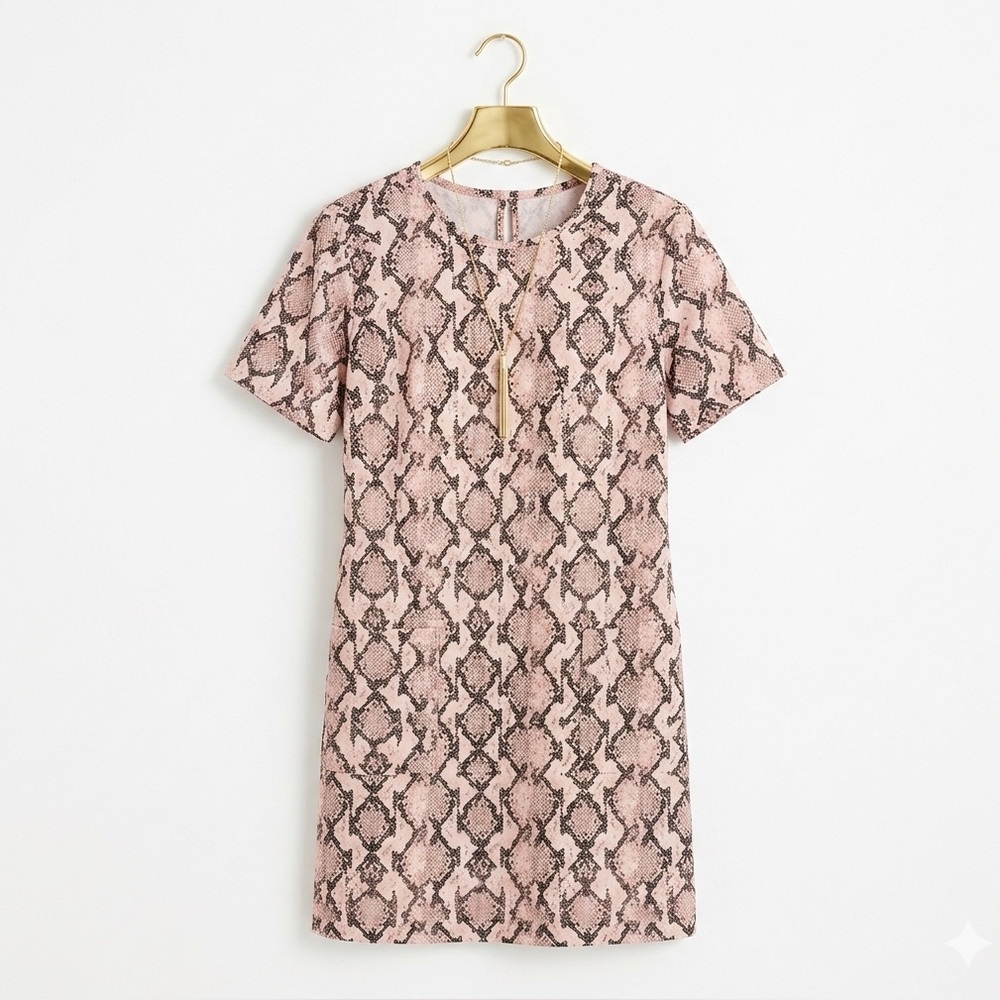 Michael Kors Snakeskin Print Dress Womens XL Short Sleeve - Picture 3 of 17